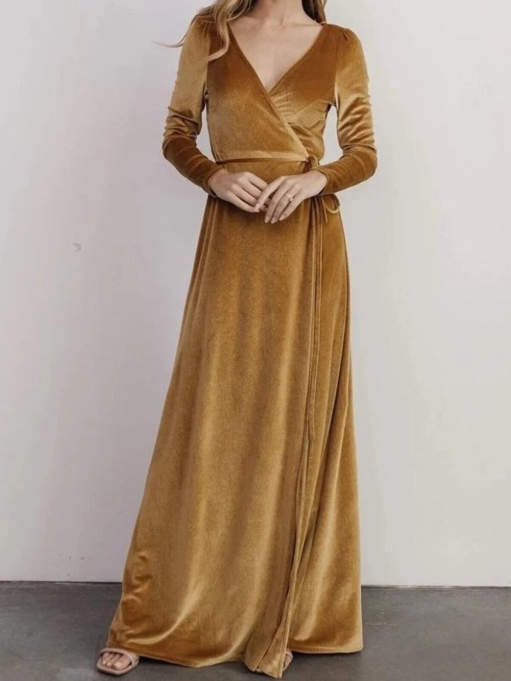 BALTIC BORN Bridesmaids Long-Sleeve Velvet Wrap Dress - Size 3X